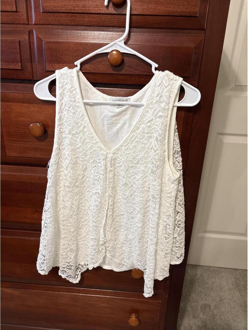 Green Envelope Women's White and Cream Vests-tanks-cami